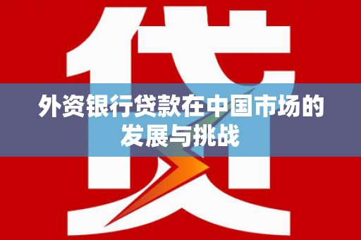 富源外资银行贷款在中国市场的发展与挑战