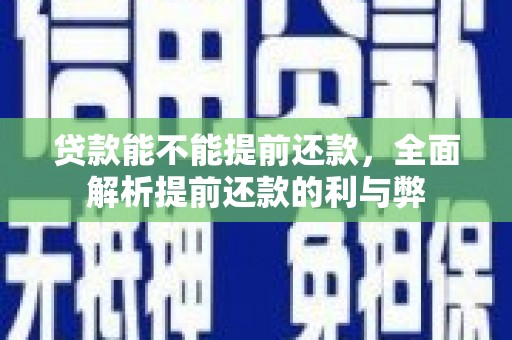 富源贷款能不能提前还款，全面解析提前还款的利与弊