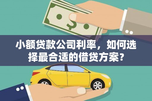 富源小额贷款公司利率，如何选择最合适的借贷方案？